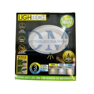Panel Downlight LED 18W con sensor PIR - 3 Tonos - Luz Cálida - neutra - fría Lightech